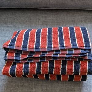 New Autumn Sonata Soft Luxe Pool Towel Navy Red Stripe
